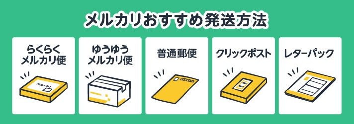 メルカリおすすめ発送方法。らくらくメルカリ便/ゆうゆうメルカリ便/普通郵便/クリックポスト/レターパック