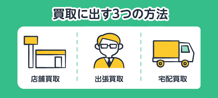 買取に出す3つの方法 店舗買取・出張買取・宅配買取