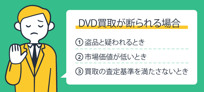 DVD買取が断られる場合 盗品と疑われるとき/市場価値が低いとき/買取の査定基準を満たさないとき