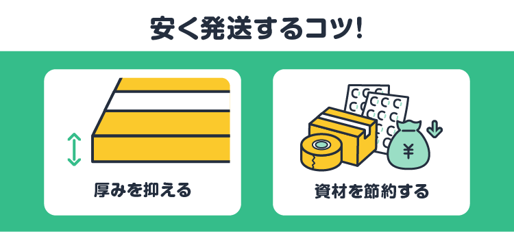 安く発送するコツ！：厚みを抑える/資材を節約する