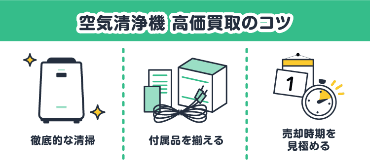 空気清浄機高価買取のコツ：徹底的な清掃/付属品を揃える/売却時期を見極める