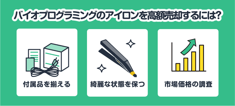 バイオプログラミングのアイロンを高額売却するには？：付属品を揃える/綺麗な状態を保つ/市場価格の調査