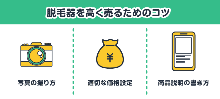 脱毛器を高く売るためのコツ：写真の撮り方/適切な価格設定/商品説明の書き方