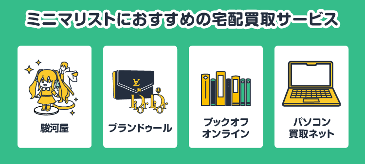 ミニマリストにおすすめの宅配買取サービス：駿河屋/ブランドゥール/ブックオフオンライン/パソコン買取ネット